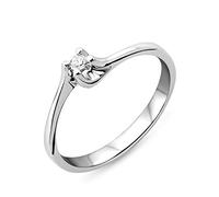 MIORE Anello Solitario 4 griffe in 9 kt oro bianco 375/1000 con diamante de 0.04 ct