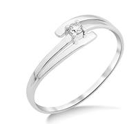 Miore - Anello solitario da donna in oro bianco 375 a 9 carati e diamanti brillanti da 0,05 carati, Oro, diamante,