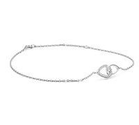 MIORE Bracciale da donna con diamanti in oro bianco 9 carati/375, elegante bracciale con doppio cerchio diamanti brillanti 0,09 ct, lunghezza 18 cm