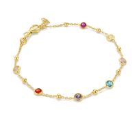 MIORE Bracciale Donna Argento Sterling 925 Placcato Oro 18K, Bracciale con Pietre Colorate, Rosso, Blu, Viola, Rosa e Giallo, Catenina da 19 cm (17+2 cm) Gioielli Made in Italy, con Portagioie