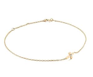 MIORE Bracciale Donna Croce con Diamante Naturale, Oro Rosa 9KT | Bracciale da donna in Oro Rosa 9KT, con diamante naturale da 0,01 ct, croce coricata dentro la catena.