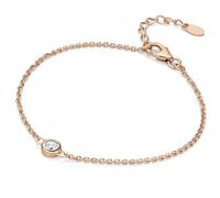 Miore Bracciale Donna in Argento Con Zircone, Catenina rolò con Zircone Solitario in Argento 925 Placcato Oro 18Kt/750. Bracciale Lungo Cm 18 con estensione a Cm 22 Braccialetto anallergico.