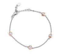 Miore Bracciale Donna in Argento Con Zirconi, Catenina rolò con Zirconi in Argento 925, Castoni Placcati Oro 18Kt/750. Bracciale Lungo Cm 18 con estensione a Cm 22 Braccialetto anallergico.