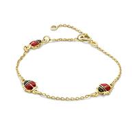 Miore Bracciale per bambini con 3 coccinelle rosse smaltate, bracciale con catena in oro giallo 9 carati/375 oro, lunghezza regolabile da 12 a 14 cm, One Size, oro giallo, One Size, Oro giallo