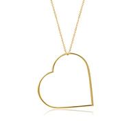 MIORE - Ciondolo Cuore Oro Giallo Vero 9KT 375. Catena Rolò con Grande Cuore passante. Collana Donna Anallergica. Catenina Cm 42.