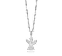 MIORE Collana Angelo Donna con Zircone in Argento Sterling 925, Ciondolo Angelo con Catena dal design Classico, anallergico. Ciondolo con Catenina Grumetta Lunga Cm 45.