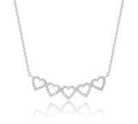 Miore Collana Cuore Donna in Argento, Catena con Cuori in Argento 925 con Zirconi. Girocollo Lungo Cm 45. Gioiello Donna anallergico.