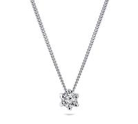 Miore Collana da donna con diamante solitario 0,07 ct, in oro bianco 9 carati, lunghezza 45 cm, con diamante brillante, Diamante