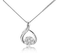 Miore Collana da donna con diamanti da 0,10 ct, in oro bianco 9 carati, con diamanti e brillanti da 0,10 ct, lunghezza 45 cm, Oro Bianco, Diamante