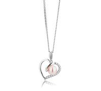MIORE Collana da donna | design a forma di cuore | argento sterling 925 | con perle d'acqua dolce rosa da 6 mm e 12 zirconi | catena in argento | gioielli da donna, Argento sterling Perla, Zirconia