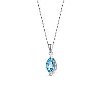 MIORE Collana da donna in oro bianco e oro giallo 9 carati (375), lunghezza 45 cm, con diamanti e granato, ametista verde, ametista viola, confezione regalo inclusa, Oro, Topazio blu