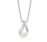 MIORE Collana Donna Argento 925, Collana Perle Naturali, Ciondolo con Catenina Argento Lunga Cm 45, Confezionata in Elegante Portagioie