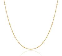 MIORE Collana Donna Argento 925 Placcato Oro 18K, Catena Groumette Fine con Sfere Decorative, 46 cm, Anallergica, Made in Italy, Confezionata in Elegante Portagioie.