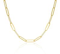 MIORE Collana Donna Argento 925 Placcato Oro Giallo 18K, Catena Paperclip 43 cm, Made in Italy, Anallergica, Confezionata in Elegante Portagioie, Gioiello Femminile di Tendenza