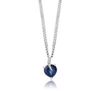 MIORE Collana Donna Argento, Catena con Ciondolo Cuore di Zaffiro e Diamanti Naturali in Argento Sterling 925. Gemma Taglio Cuore. Catenina Grumetta Cm 45. Pendente Donna anallergico.