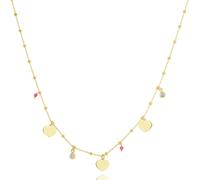 MIORE Collana Donna Argento Sterling 925 Placcato Oro 18K, Collana con 3 Cuori Dorati e 4 Perline, Catenina da 45cm (con Estensione da 4 cm) Gioielli Made in Italy, con Custodia Portagioie