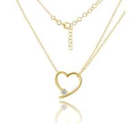 MIORE Collana Donna Argento Sterling 925 Placcato Oro 18K, Collana Cuore, Zircone Brillante e Ciondolo Cuore su Catenina da 45cm (con Estensione da 4 cm) Gioielli Made in Italy, con Portagioie
