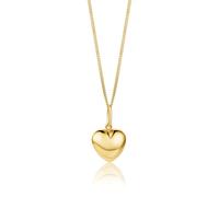MIORE Collana Donna Ciondolo Cuore Oro Giallo 9KT 375 Lucido Bombato, Catena in Oro 9KT 375, Gioiello Elegante Anallergico, In Elegante Portagioie