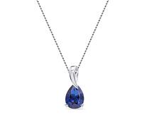 MIORE-Collana Donna con Zaffiro. Ciondolo Oro Bianco 9KT 375-Catena Cm. 45 in Oro 9KT 375 - Gioiello Anallergico.