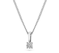 MIORE - Collana Donna Oro Bianco Vero 9KT 375 - Diamante Naturale, Punto Luce Pendente con Catena, Collana anallergica Catenina lunga Cm. 45