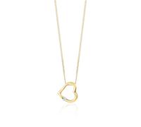 MIORE - Collana Donna Oro Giallo Vero 18KT 750 - Diamante Naturale, Ciondolo Cuore Pendente con Catena, Collana anallergica Catenina lunga Cm. 45