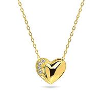 MIORE - Collana Donna Oro Giallo Vero 9KT 375 - Diamanti Naturali, Ciondolo Cuore Pendente con Catena, Collana anallergica Catenina lunga Cm. 45