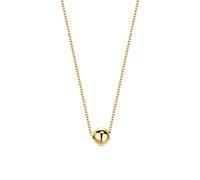 MIORE Collana in Oro Massiccio Giallo 9 kt 375 con Ciondolo a forma di Sfera da 6 mm su Catenina Regolabile da 40-42 cm