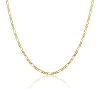 MIORE Collana Uomo Collana Donna Argento 925 Placcato Oro 18K, Catena Figaro 46 cm, Anallergica, Made in Italy, Confezionata in Elegante Portagioie, Stile Elegante Unisex