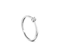 MIORE Gioielli Anello Solitario da Donna,Vero Oro Bianco 9KT 375 con Diamante Naturale Taglio Brillante Ct. 0,05. Anello di Fidanzamento Classico con Brillante solitario, Anello anallergico.