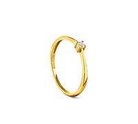 MIORE Gioielli Anello Solitario da Donna,Vero Oro Giallo 9KT 375 con Diamante Naturale Taglio Brillante Ct. 0,05. Anello di Fidanzamento Classico con Brillante solitario, Anello anallergico.