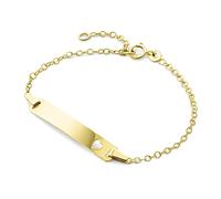 MIORE Kids bracciale per bambini con placca nome in oro giallo 375, lunghezza 14 cm (12 cm + 2 cm di estensione)