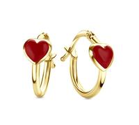 Miore Kids orecchini a cerchio a forma di cuore rosso per bambini in oro giallo 9 kt 375 ⌀ 14 mm