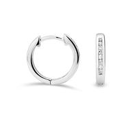 Miore Orecchini a cerchio 9 carati 375 in oro bianco con diamanti 0,11 ct Ø 13 mm