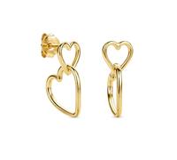 Miore Orecchini Argento 925 placcati oro 18kt Orecchini Donna cuori, Made in Italy, gioiello anallergico confezionato in un elegante astuccio portagioie