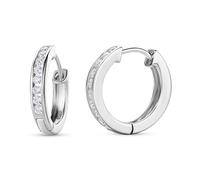 Miore Orecchini Cerchio Donna con Zirconi Brillanti in Argento 925 - Argento 925 Placcato Oro Giallo 18K 750, Orecchino Cerchi a lobo anallergici con Zirconi. Chiusura con perno passante e scatto.