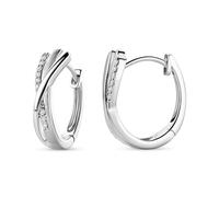 Miore Orecchini Cerchio Donna con Zirconi Brillanti in Argento 925 Orecchino Cerchi a lobo anallergici con Zirconi. Chiusura con perno passante e scatto.