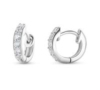 Miore Orecchini Cerchio Donna Piccoli con Zirconi Brillanti in Argento Sterling 925, Orecchini a lobo anallergici con Zirconi. Chiusura con perno passante e scatto.