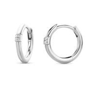 Miore Orecchini Donna Argento, Orecchino cerchio in Argento 925 e Zirconi Brillanti. Orecchino piccolo Classico a Lobo anallergico con perno e scatto