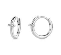 Miore Orecchini Donna Argento, Orecchino cerchio in Argento 925 e Zirconi Brillanti. Orecchino piccolo Classico a Lobo anallergico con perno e scatto