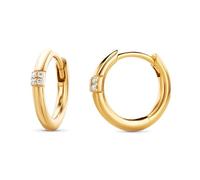 Miore Orecchini Donna Argento Placcati Oro Giallo 18KT, Orecchino cerchio in Argento 925 e Zirconi Brillanti. Orecchino Classico a Lobo anallergico.