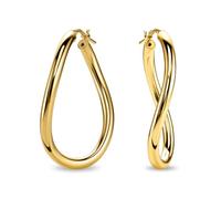 Miore Orecchini Donna Argento Sterling 925 Placcato Oro 18K, Orecchini a Cerchio Dorati e d Intrecciati da 30mm, Gioielli da Donna Made in Italy, con Custodia Portagioie