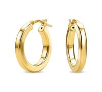 Miore Orecchini Donna Argento Sterling 925 Placcato Oro 18K, Orecchini a Cerchio Dorati e Lisci da 15 mm, Gioielli da Donna Made in Italy, con Custodia Portagioie