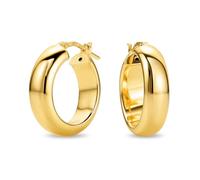 Miore Orecchini Donna Argento Sterling 925 Placcato Oro 18K, Orecchini a Cerchio Dorati e Lisci da 15 mm, Gioielli da Donna Made in Italy, con Custodia Portagioie