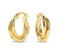 Miore Orecchini Donna Argento Sterling 925 Placcato Oro 18K, Orecchini a Cerchio Dorati ed Intrecciati da 15 mm, Gioielli da Donna Made in Italy, con Custodia Portagioie