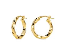 Miore Orecchini Donna Argento Sterling 925 Placcato Oro 18K, Orecchini a Cerchio Dorati ed Intrecciati da 15mm, Gioielli da Donna Made in Italy, con Custodia Portagioie