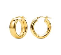 Miore Orecchini Donna Argento Sterling 925 Placcato Oro 18K, Orecchini a Cerchio Dorati Lisci da 15mm, Gioielli da Donna Made in Italy, con Custodia Portagioie