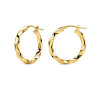 Miore Orecchini Donna Argento Sterling 925 Placcato Oro 18K, Orecchini a Cerchio Dorati Materici da 20mm, Gioielli da Donna Made in Italy, con Custodia Portagioie