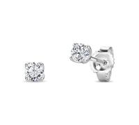 Miore Orecchini Donna con Diamante, Orecchini a Perno a 4 Griffe in Oro Bianco Massiccio 375 da 9K, Piercing con Diamante 0.25ct, Solitario con Custodia Portagioie, Gioielli da Donna