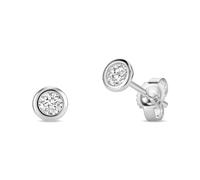 Miore Orecchini Donna con Diamante, Orecchini a Perno in Oro Bianco Massiccio 375 da 9K, Set Orecchini Piercing con Diamante 0.25ct, Solitario con Custodia Portagioie, Gioielli da Donna