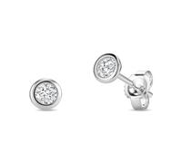 Miore Orecchini Donna con Diamante, Orecchini a Perno in Oro Bianco Massiccio 375 da 9K, Set Orecchini Piercing con Diamante 0.15ct, Solitario con Custodia Portagioie, Gioielli da Donna